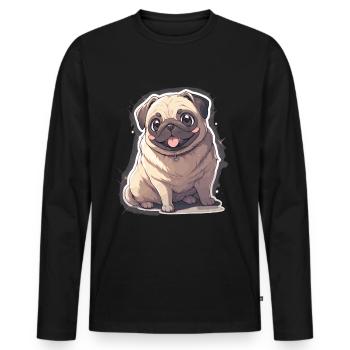 Mops Mops Hund Mops Geschenke Mops Liebhaber - Männer Premium Bio Langarmshirt - Schwarz - Vorne - Nico (187cm)