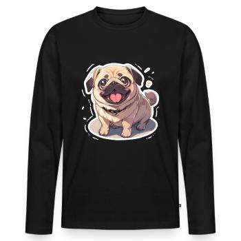 Mops Mops Hund Mops Geschenke Mops Liebhaber - Männer Premium Bio Langarmshirt - Schwarz - Vorne - Nico (187cm)