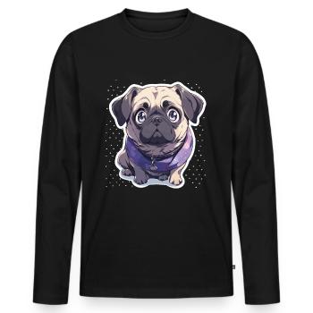 Mops Mops Hund Mops Geschenke Mops Liebhaber - Männer Premium Bio Langarmshirt - Schwarz - Vorne - Nico (187cm)