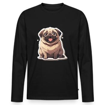 Mops Mops Hund Mops Geschenke Mops Liebhaber - Männer Premium Bio Langarmshirt - Schwarz - Vorne - Nico (187cm)