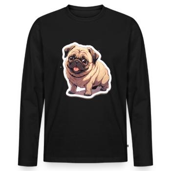 Mops Mops Hund Mops Geschenke Mops Liebhaber - Männer Premium Bio Langarmshirt - Schwarz - Vorne - Nico (187cm)
