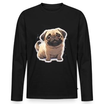 Mops Mops Hund Mops Geschenke Mops Liebhaber - Männer Premium Bio Langarmshirt - Schwarz - Vorne - Nico (187cm)