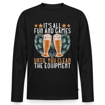 Beer Brewer Beer Brewing - Men's Premium Organic Long Sleeve Shirt - black - Front - Nico (187cm)