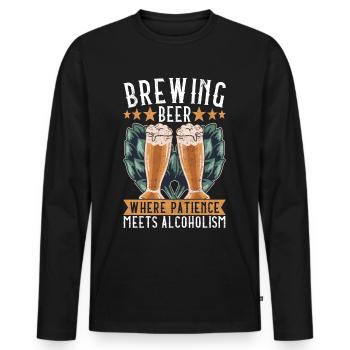 Beer Brewer Beer Brewing - Men's Premium Organic Long Sleeve Shirt - black - Front - Nico (187cm)
