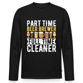 Beer Brewer Beer Brewing - Men's Premium Organic Long Sleeve Shirt - black - Front - Nico (187cm)