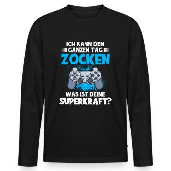 Zocken - Männer Premium Bio Langarmshirt - Schwarz - Vorne - Nico (187cm)