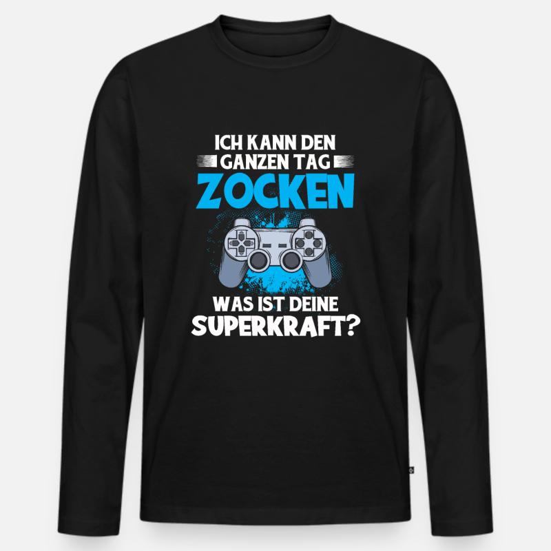 Zocken - Männer Premium Bio Langarmshirt - Schwarz