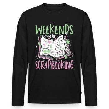 Les week-ends sont pour le scrapbooking car le scrapbooking - T-shirt manches longues Premium bio Homme - noir - Devant - Nico (187cm)