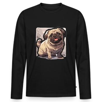 Mops Mops Hund Mops Geschenke Mops Liebhaber - Männer Premium Bio Langarmshirt - Schwarz - Vorne - Nico (187cm)