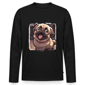 Mops Mops Hund Mops Geschenke Mops Liebhaber - Männer Premium Bio Langarmshirt - Schwarz - Vorne - Nico (187cm)