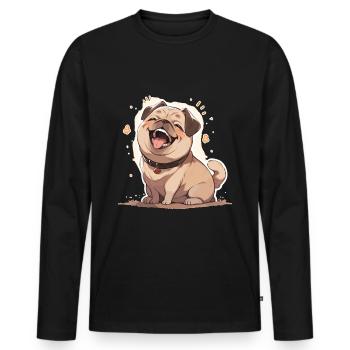 Mops Mops Hund Mops Geschenke Mops Liebhaber - Männer Premium Bio Langarmshirt - Schwarz - Vorne - Nico (187cm)