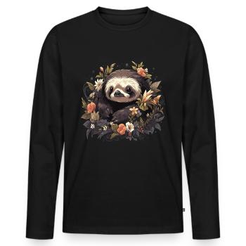 Faultier Faultiere Faultier Lustig Faultier - Männer Premium Bio Langarmshirt - Schwarz - Vorne - Nico (187cm)