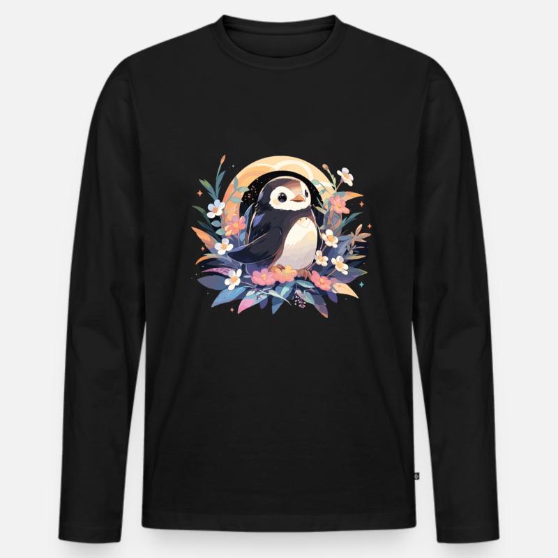 Pinguin - Männer Premium Bio Langarmshirt - Schwarz