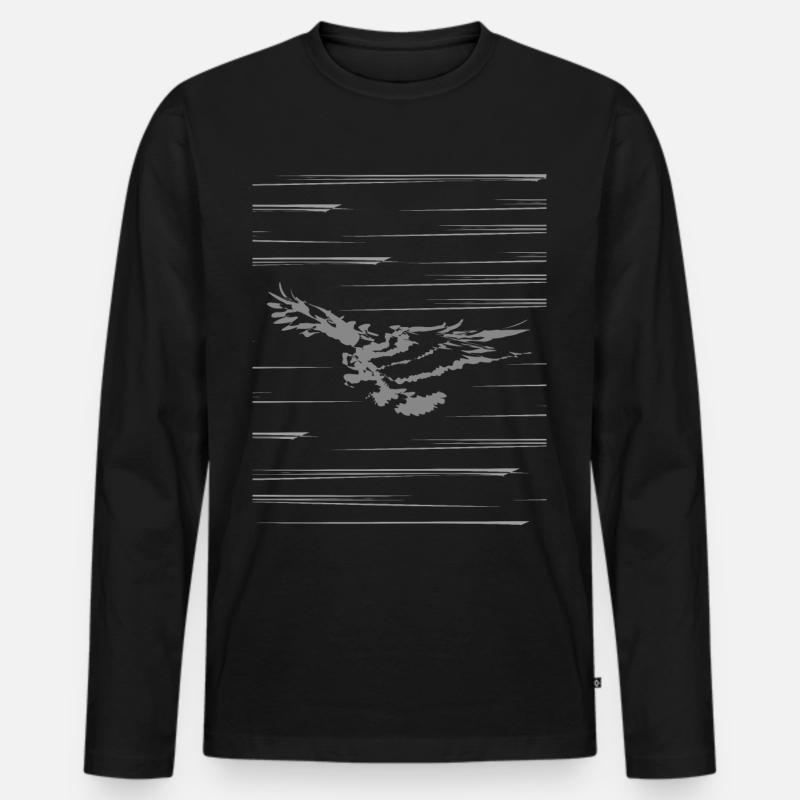 SILHOUETTE OF FLYING EAGLE SKETCH - Männer Premium Bio Langarmshirt - Schwarz