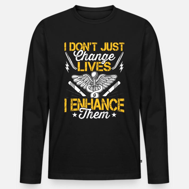 Plastic surgeon doesn't change lives - Men's Premium Organic Long Sleeve Shirt - black