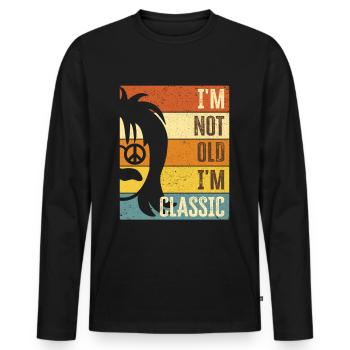 70s 1970s 60s 1960s Party Costume - Men's Premium Organic Long Sleeve Shirt - black - Front - Nico (187cm)