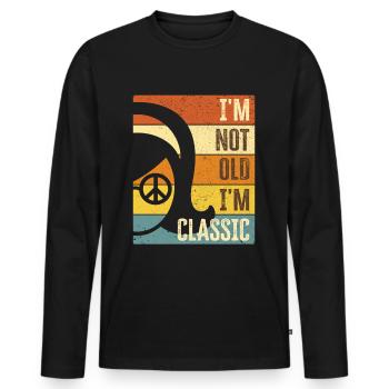 70s 1970s 60s 1960s Costume de fête - T-shirt manches longues Premium bio Homme - noir - Devant - Nico (187cm)