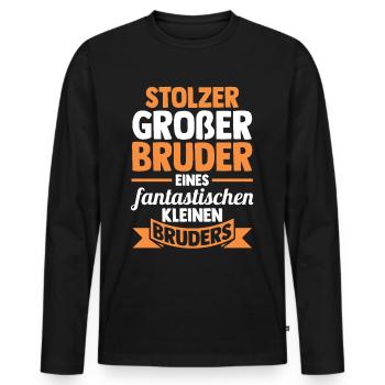 Geschwister Brüder Bruder - Männer Premium Bio Langarmshirt - Schwarz - Vorne - Nico (187cm)