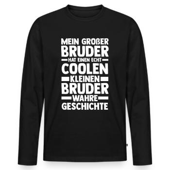 Geschwister Brüder Bruder - Männer Premium Bio Langarmshirt - Schwarz - Vorne - Nico (187cm)