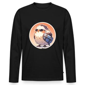 Oiseaux Oiseaux Drôles d’animaux Habitant de la forêt Animal - T-shirt manches longues Premium bio Homme - noir - Devant - Nico (187cm)