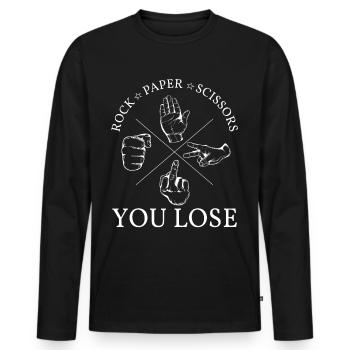 Scissors Stone Paper Hand Game, You Lose - Men's Premium Organic Long Sleeve Shirt - black - Front - Nico (187cm)