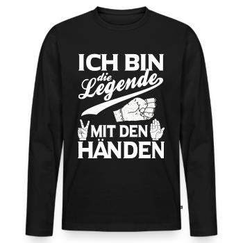 Scissors Stone Paper Legend Design - Men's Premium Organic Long Sleeve Shirt - black - Front - Nico (187cm)
