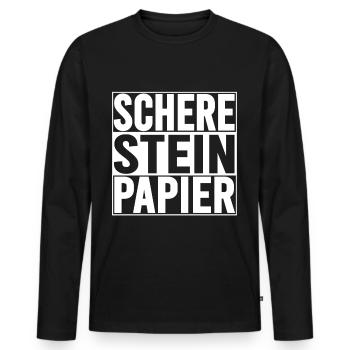 Schere Stein Papier Handspiel Design - Männer Premium Bio Langarmshirt - Schwarz - Vorne - Nico (187cm)