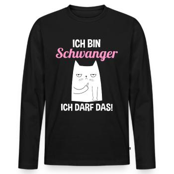 Schwangerschaft Katze Ich Bin Schwanger Ich Darf D - Männer Premium Bio Langarmshirt - Schwarz - Vorne - Nico (187cm)