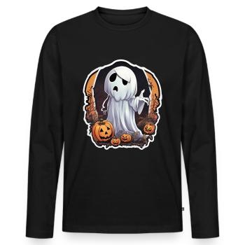 Fantôme Fantôme Costume Fantôme Halloween Fantôme - T-shirt manches longues Premium bio Homme - noir - Devant - Nico (187cm)