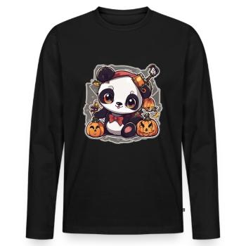Panda Panda Halloween Pandas Panda Baby - Männer Premium Bio Langarmshirt - Schwarz - Vorne - Nico (187cm)