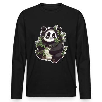 Panda Pandas Panda Bébé Panda Animal Animaux - T-shirt manches longues Premium bio Homme - noir - Devant - Nico (187cm)