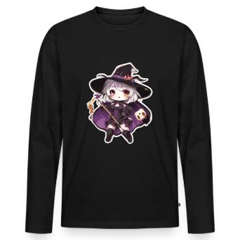 Costume de sorcière Chapeau de sorcière Sorcière Halloween - T-shirt manches longues Premium bio Homme - noir - Devant - Nico (187cm)