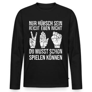 Schere Stein Papier Hübsch Handspiel - Männer Premium Bio Langarmshirt - Schwarz - Vorne - Nico (187cm)