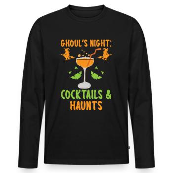 Night of the Spirits: Cocktails & Haunts Halloween - Men's Premium Organic Long Sleeve Shirt - black - Front - Nico (187cm)