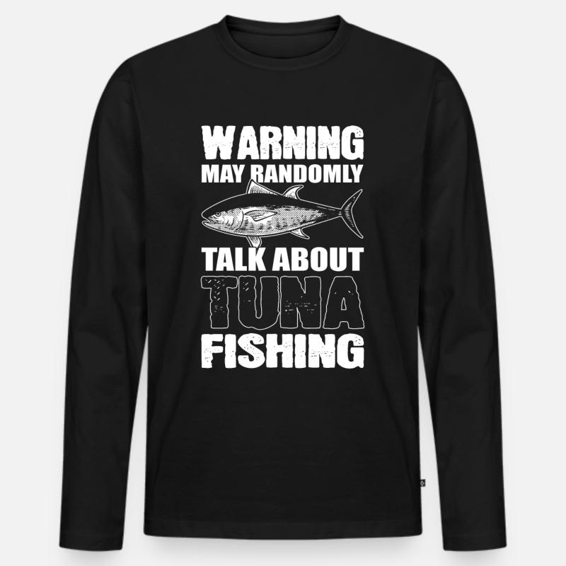 Thunfisch Warnung kann zufällig über - Männer Premium Bio Langarmshirt - Schwarz