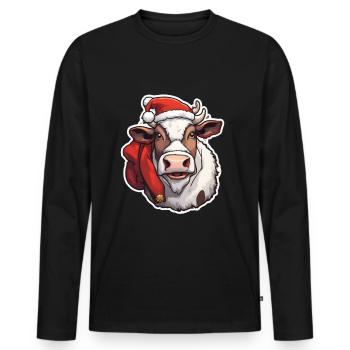 Cow Cow Skull Cow Christmas Dairy Cow - Men's Premium Organic Long Sleeve Shirt - black - Front - Nico (187cm)