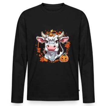 Cow Dairy Cow Cow Halloween Autumn Farmer - Men's Premium Organic Long Sleeve Shirt - black - Front - Nico (187cm)