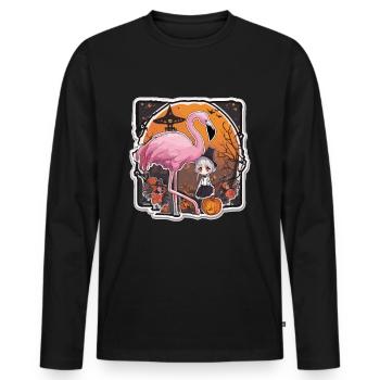 Flamingo Pink Flamingo Flamingo Halloween - Men's Premium Organic Long Sleeve Shirt - black - Front - Nico (187cm)