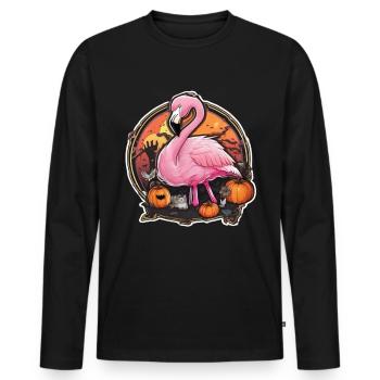 Flamingo Pink Flamingo Flamingo Halloween - Men's Premium Organic Long Sleeve Shirt - black - Front - Nico (187cm)