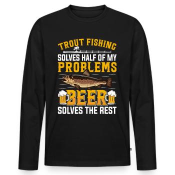 Funny Fishing Men Women - Männer Premium Bio Langarmshirt - Schwarz - Vorne - Nico (187cm)
