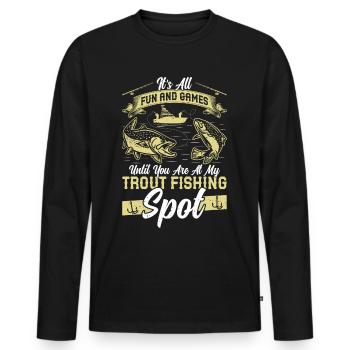 Funny Fishing Men Women - Männer Premium Bio Langarmshirt - Schwarz - Vorne - Nico (187cm)