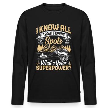 Funny Fishing Men Women - Männer Premium Bio Langarmshirt - Schwarz - Vorne - Nico (187cm)