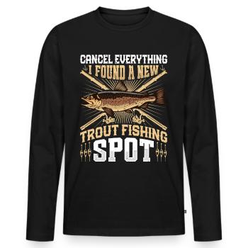 Funny Fishing Men Women - Männer Premium Bio Langarmshirt - Schwarz - Vorne - Nico (187cm)