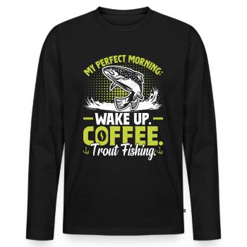 Funny Fishing Men Women - Männer Premium Bio Langarmshirt - Schwarz - Vorne - Nico (187cm)