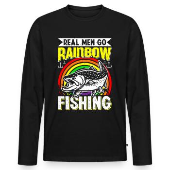 Funny Fishing Men Women - Männer Premium Bio Langarmshirt - Schwarz - Vorne - Nico (187cm)