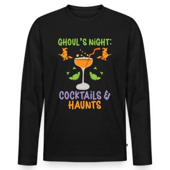 Night of the Spirits: Cocktails & Haunts Halloween - Men's Premium Organic Long Sleeve Shirt - black - Front - Nico (187cm)