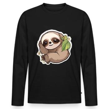 Sloth Sloth Sloth Baby Sloth Funny - Men's Premium Organic Long Sleeve Shirt - black - Front - Nico (187cm)