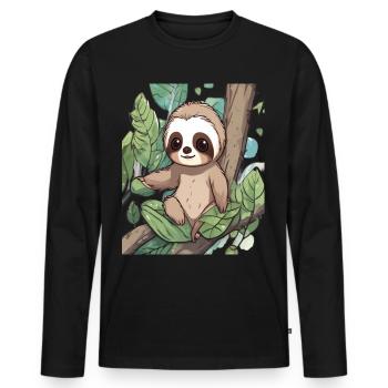 Sloth Sloth Sloth Baby Sloth Funny - Men's Premium Organic Long Sleeve Shirt - black - Front - Nico (187cm)