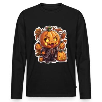 Pumpkin Halloween Halloween Pumpkin Pumpkin - Men's Premium Organic Long Sleeve Shirt - black - Front - Nico (187cm)