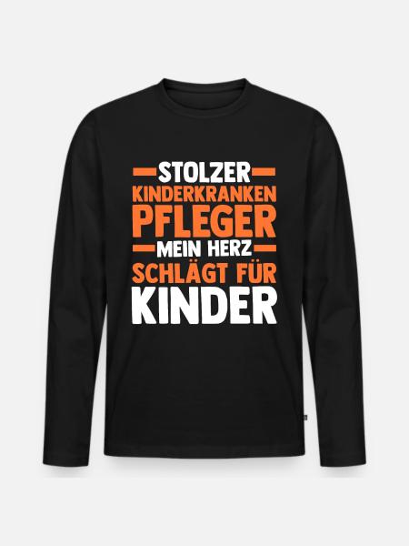Pfleger Pflegekraft Kinderkrankenpfleger - Männer Premium Bio Langarmshirt - Schwarz